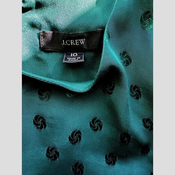 J. Crew Jacquard Floral Dot A line Shift Dress in Dark Spruce Green size 10 - Picture 8 of 11